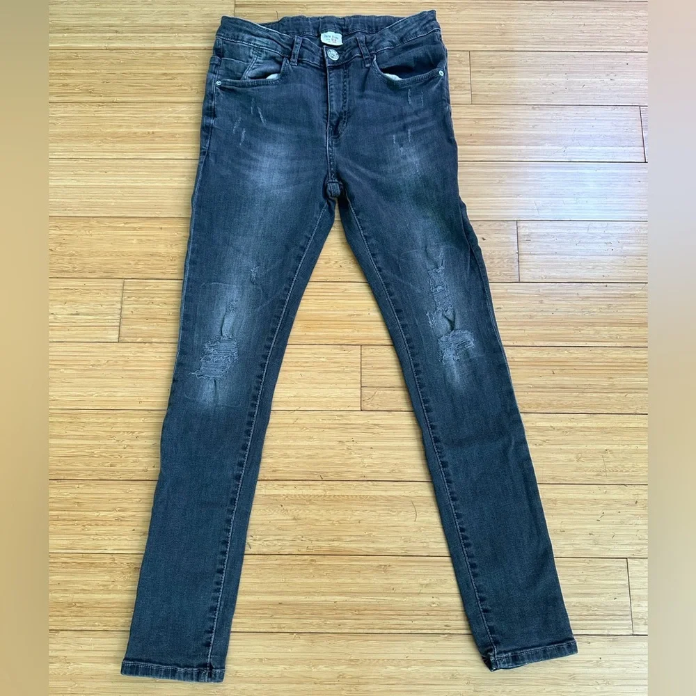 Zara Boys Charcoal Distressed Skinny Jeans | Adjustable Waist | Size 13–14 (164)